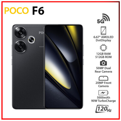 Unlocked) Xiaomi POCO F6 5G BLACK 12GB+512GB Dual SIM Android Cell