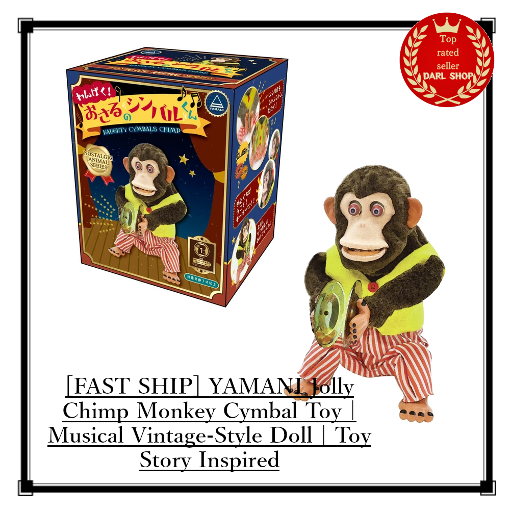 YAMANI Jolly Chimp Monkey Cymbal Toy | Musical Vintage-Style Doll