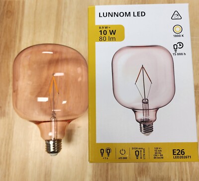 Ikea Lunnom Led Bulb-Shaped Pink Clear Glass 5