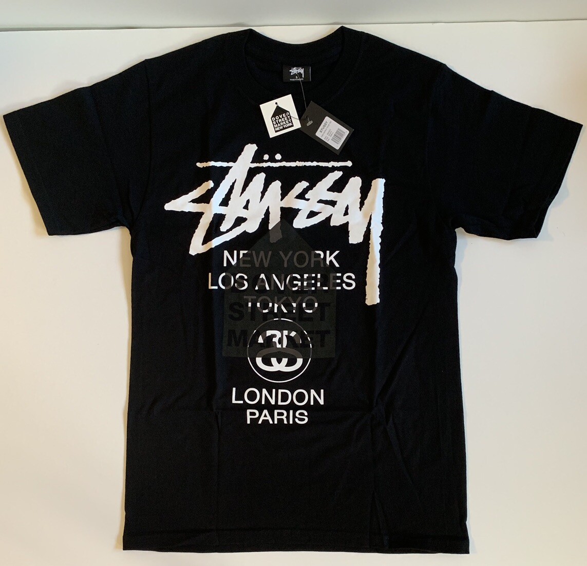 Stussy x Dover Street Market DSM World Tour Tee T-Shirt BLACK NWT