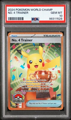 PSA 10 2024 Pokemon World Championship Trophy Card No. 4 Trainer