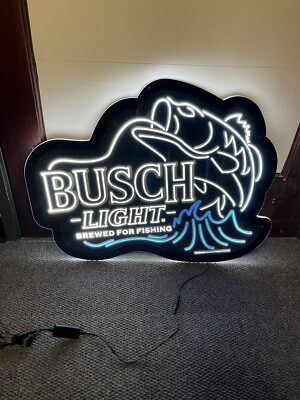 BUSCH LIGHT FISH LED BEER BAR SIGN FISHING Man Cave Display Sign