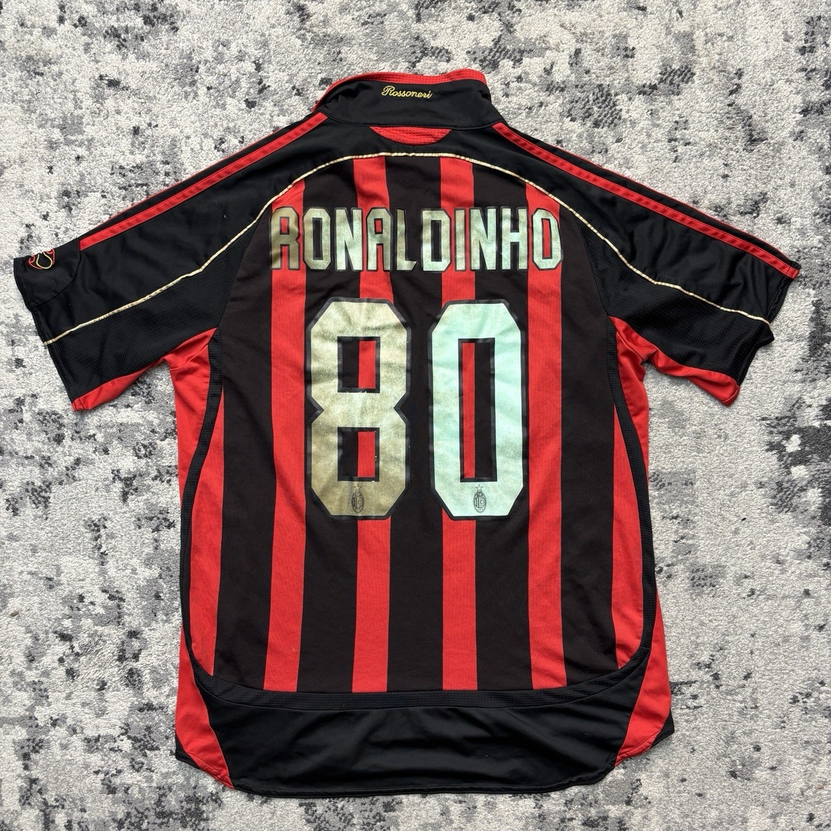 Adidas AC Milan 06/07 Ronaldinho #80 Soccer Football Futbol Jersey