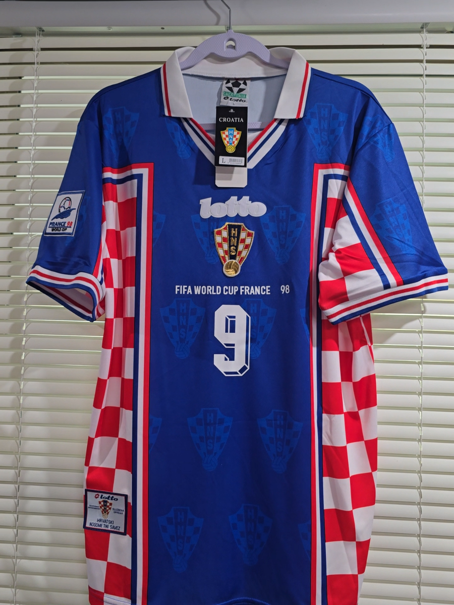 CROATIA AWAY - World Cup 1998 - Retro Jersey- Soccer - Blue