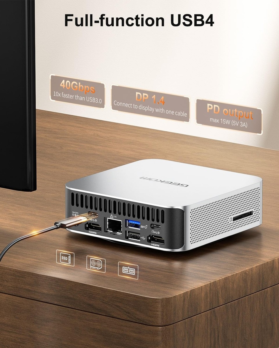 GEEKOM A7 Mini PC, AMD Ryzen 9 7940HS Mini PC Windows 11 Pro (8