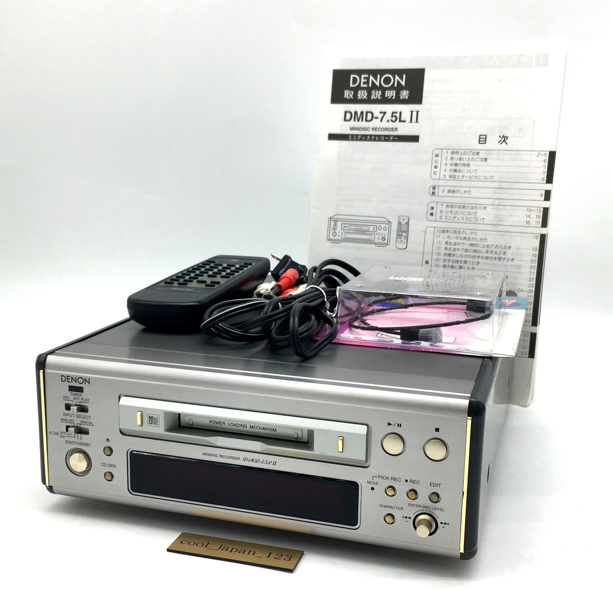 Exellent DENON DMD-7.5L II MiniDisc Recorder MD Deck with Remote