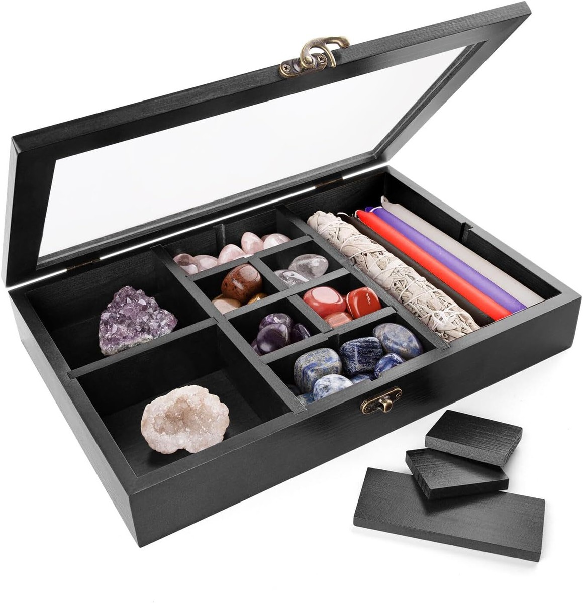 Mooncraftlogy Adjustable Rock Display Case, Crystal Collection Box