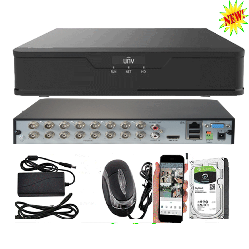 16 Channel H.265/H.264 DVR with Hard Drive 2TB for CCTV Security