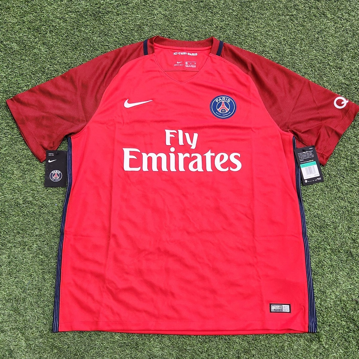 Nike PSG Away 16-17 Men's Soccer Jersey Red-White-Blue | eBay