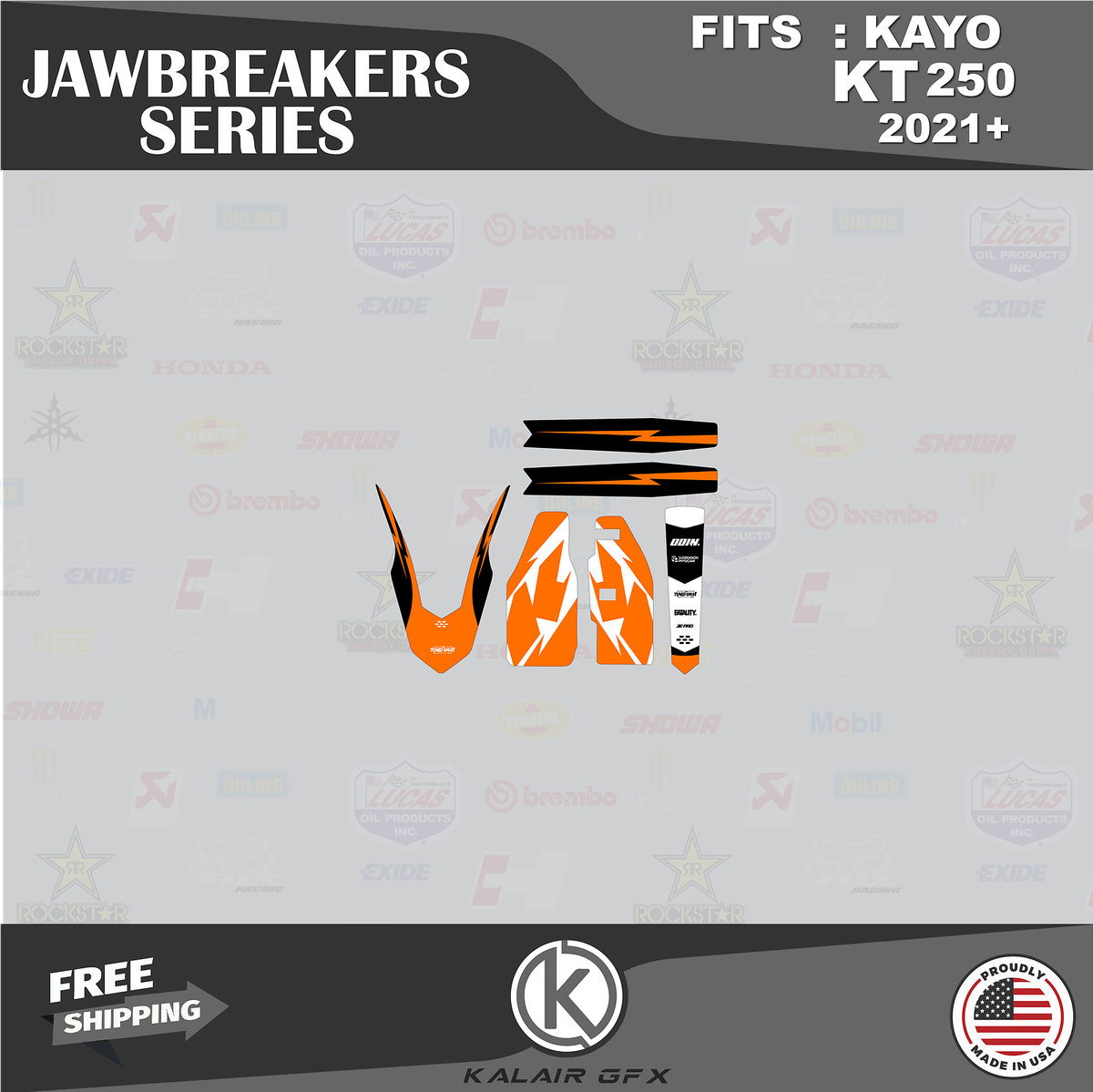 Graphics Kit for KAYO KT 250 Dirt Bike (2021+) Jawbreakers Series
