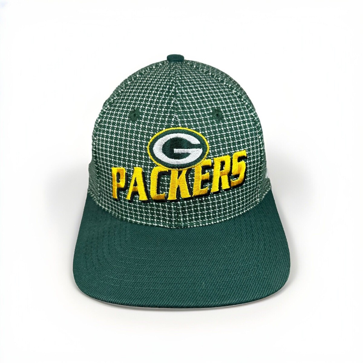 Vintage 90s Green Bay Packers Logo Athletic Hat, Grid Pattern Cap