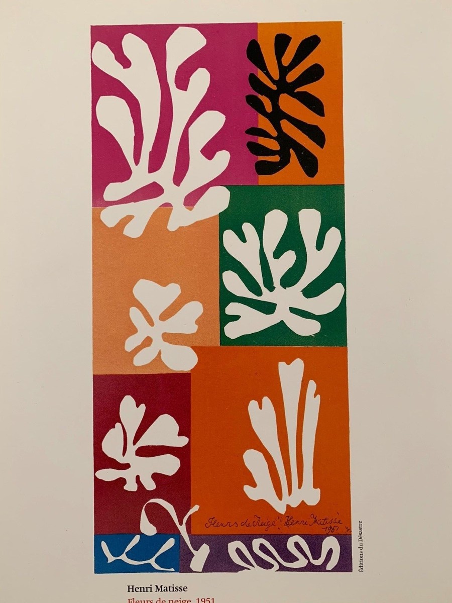 MATISSE,'FLOWERS OF SNOW,1951' RARE AUTHENTIC 1994 SMALL ART PRINT