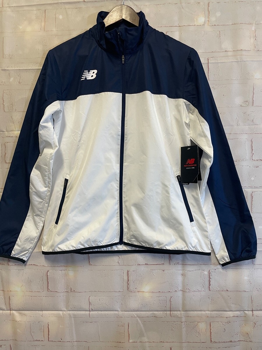 NWT- New Balance Athletic Jacket, White Navy, Full Zip, Pockets