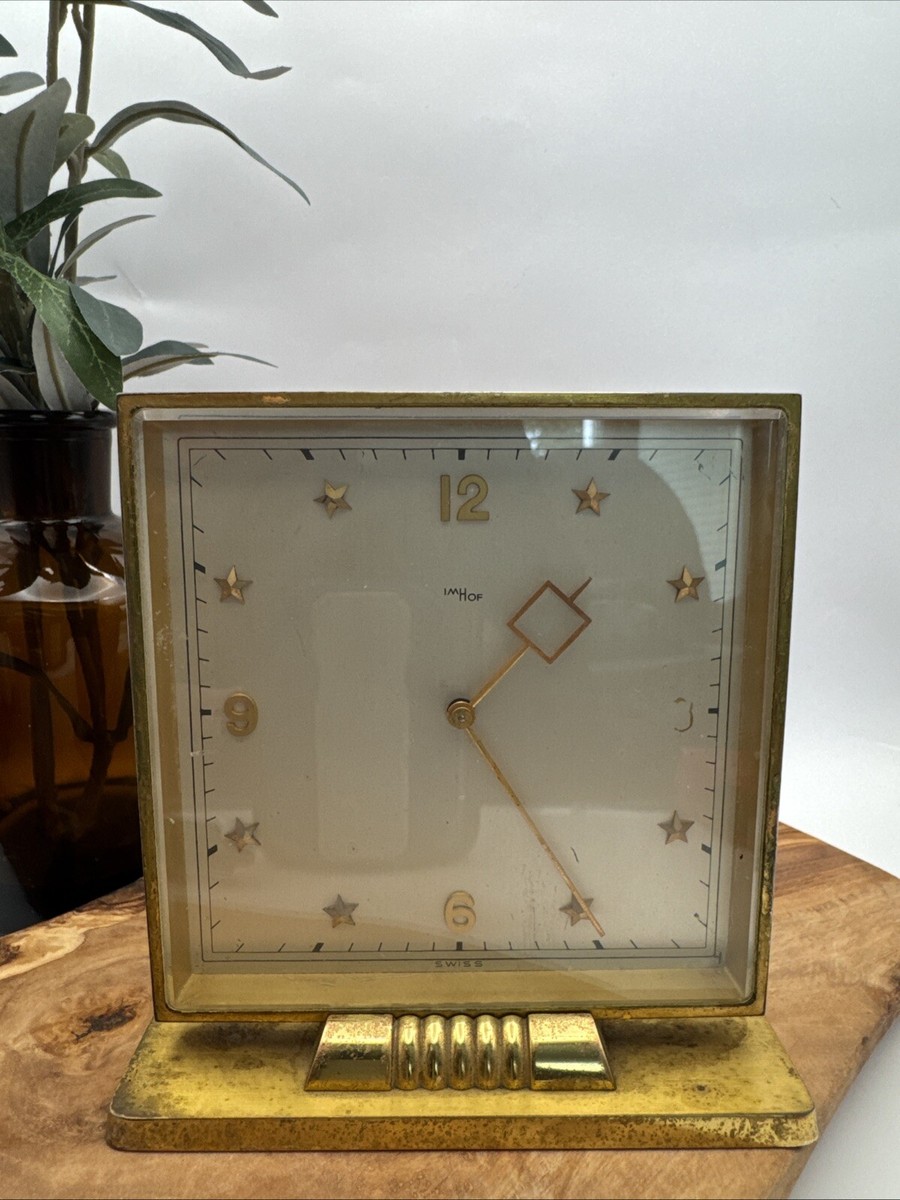 MCM Vintage IMHOF Desktop Clock SWISS 15 Jewels Movement 972179