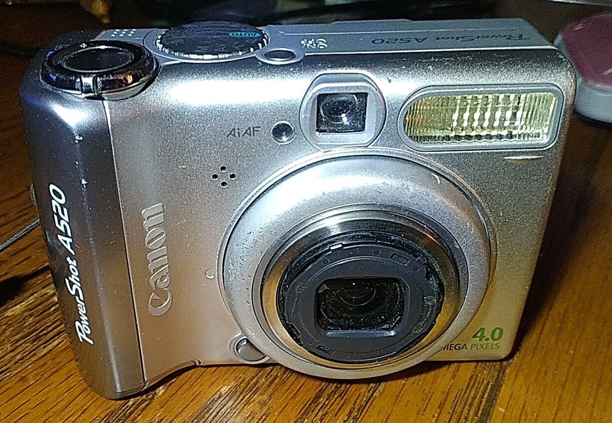 Canon PowerShot A520 4.0MP Digital Camera - Silver Turns On, For