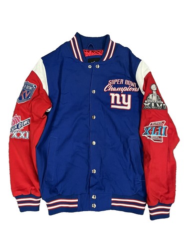 New York Giants Championship Jacket 4 Time Super Bowl BLUE/WHITE