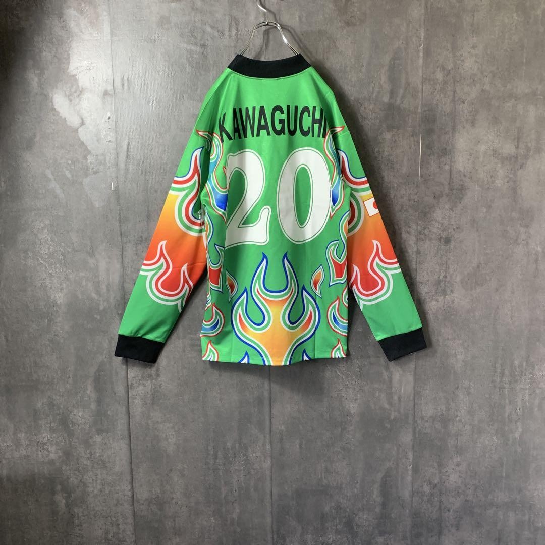 Japan 1998 GK Flame Jersey Adidas Kawaguchi #20 Green World Cup