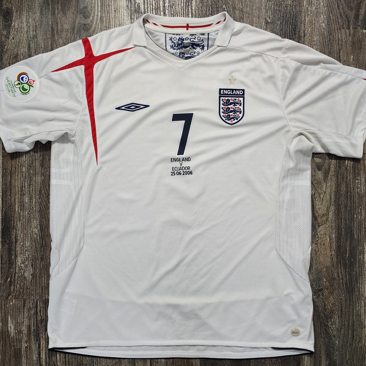 2006 Umbro England Home Soccer Jersey David Beckham Men XL World
