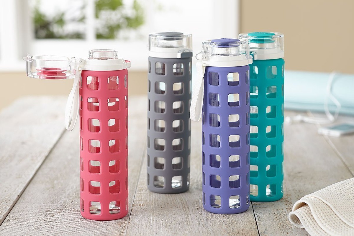 Ello Syndicate BPA-Free 20 oz Glass Water Bottle with Flip Lid, 8