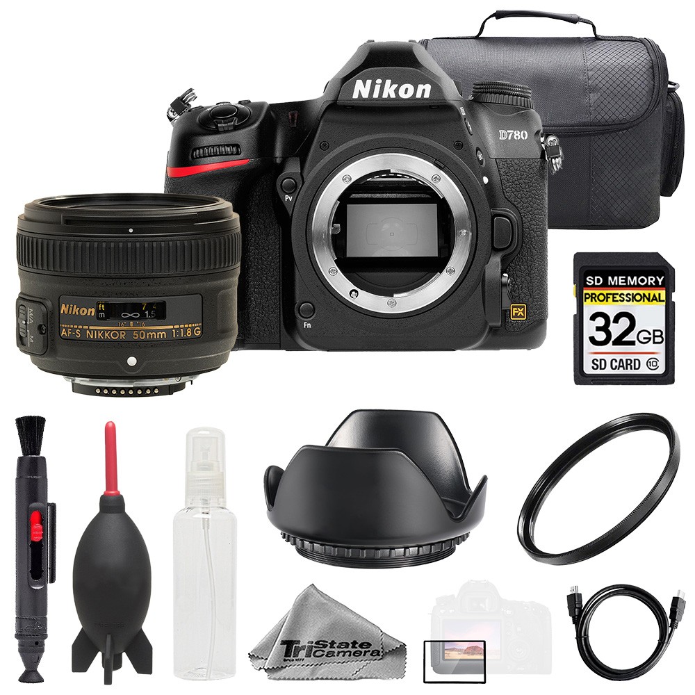 Nikon D780 + AF-S Nikkor 50mm f/1.8G Lens +32GB + Bag+ UV Filter
