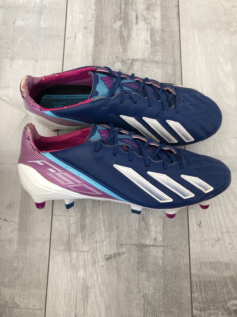 Adidas F50 Adizero SG Blue Leather Football Soccer Cleats US8 UK7