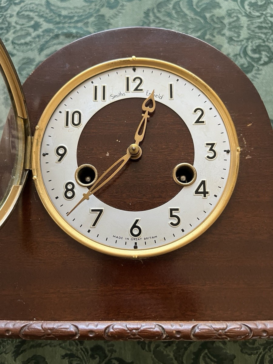 Vintage 1950's Smiths Enfield 8 Day Striking Fireplace Mantle