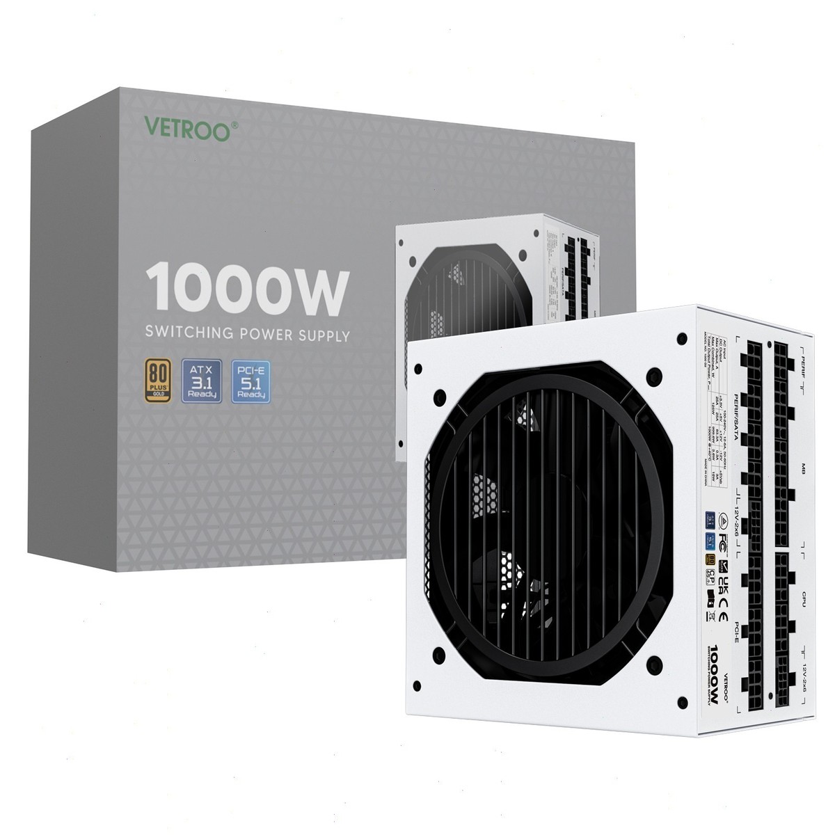 Vetroo 1000W Power Supply ATX 3.1 PCIE 5.1 Full Modular 80 Plus
