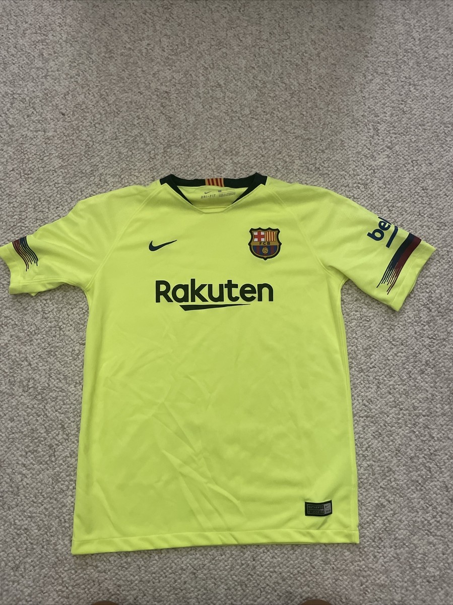 FC Barcelona Nike 2018 2019 Away Yellow Neon Jersey Youth XL