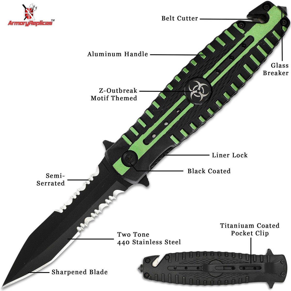 Zombie Killer Assisted Tactical Folding Pocket Knife Spear Point