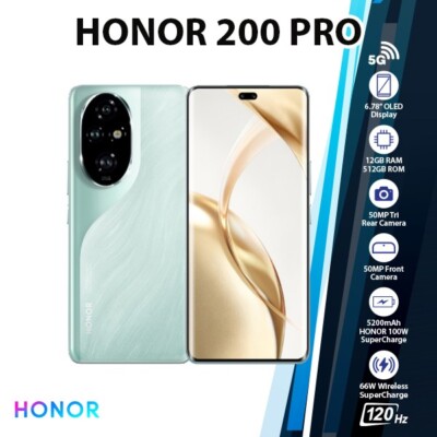 HONOR 200 Pro 5G Android Cell Phone (Ocean Cyan/12GB+512GB/Dual