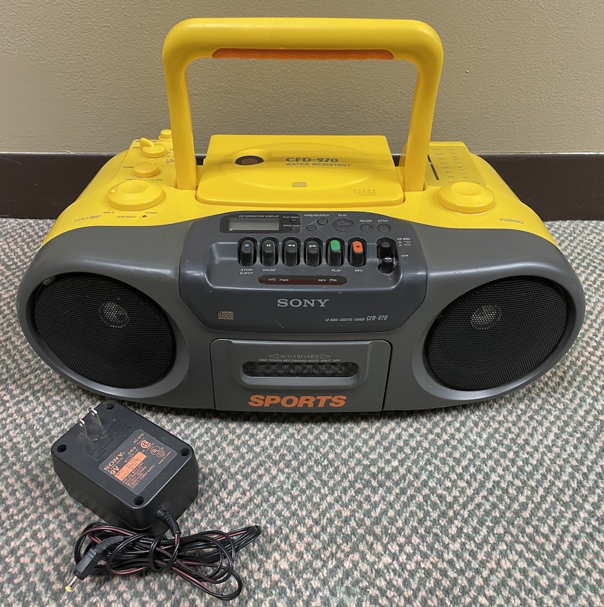 Sony Sports Boombox 1990s CFD-970 Water Resistant CD Cassette