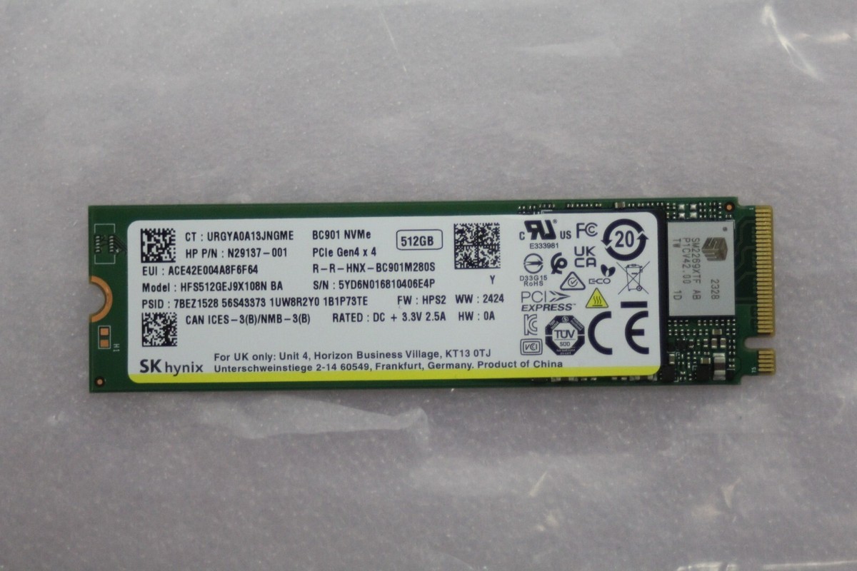 SK Hynix 512GB BC901 M.2 NVMe Gen 4x4 SSD 2280 - HFS512GEJ9X108N