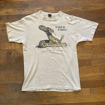 Vintage EARTH FIRST! 80s Tee Shirt Monkey Wrench Gang Ivory Medium