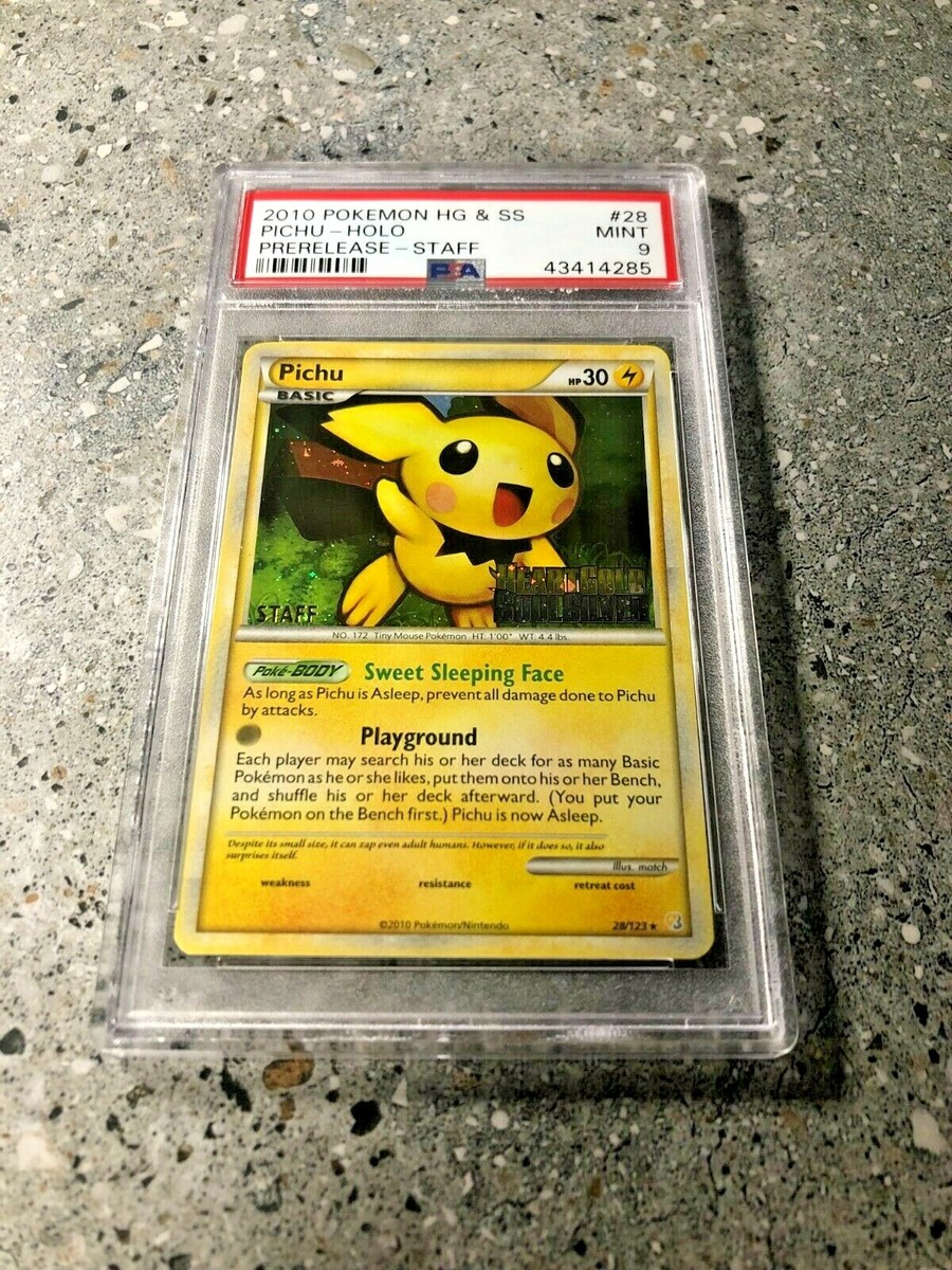 Pokemon TCG STAFF Prerelease Pichu 28/123 HGSS Heart Gold Soul