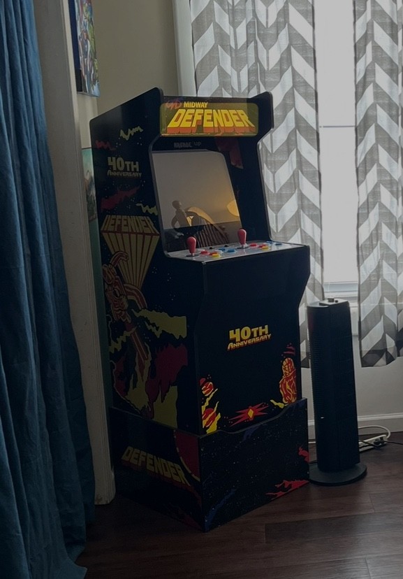 Arcade1Up 40th Anniversary Midway Defender Arcade game with riser