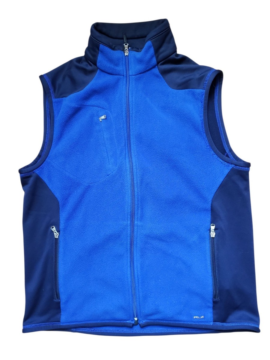 RALPH LAUREN RLX Men's Fleece Vest Blue Full Zipper Pockets Large