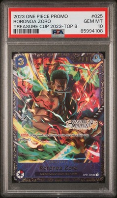 2023 Roronoa Zoro Treasure Cup Top 8 Prize Card #025 One Piece PSA