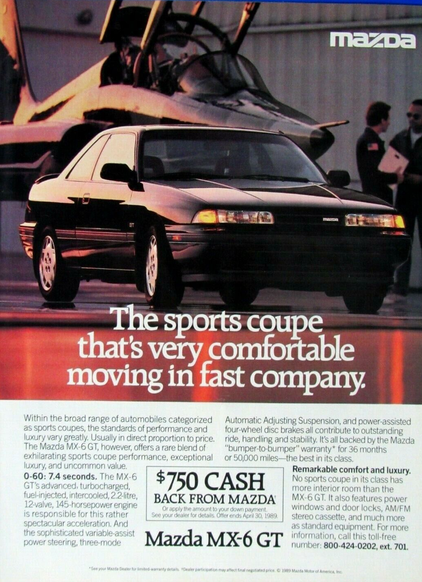 1989 Mazda MX 6 GT Fast Company Original Print Ad 8.5 x 11