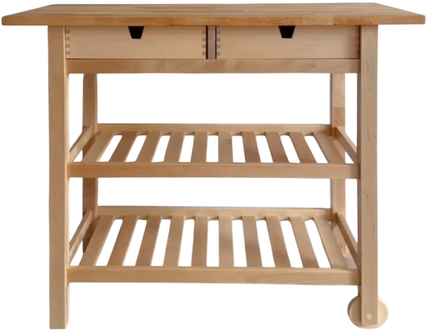 New IKEA FORHOJA Natural Solid Birch Kitchen Cart (39 ⅜x16 ⅞