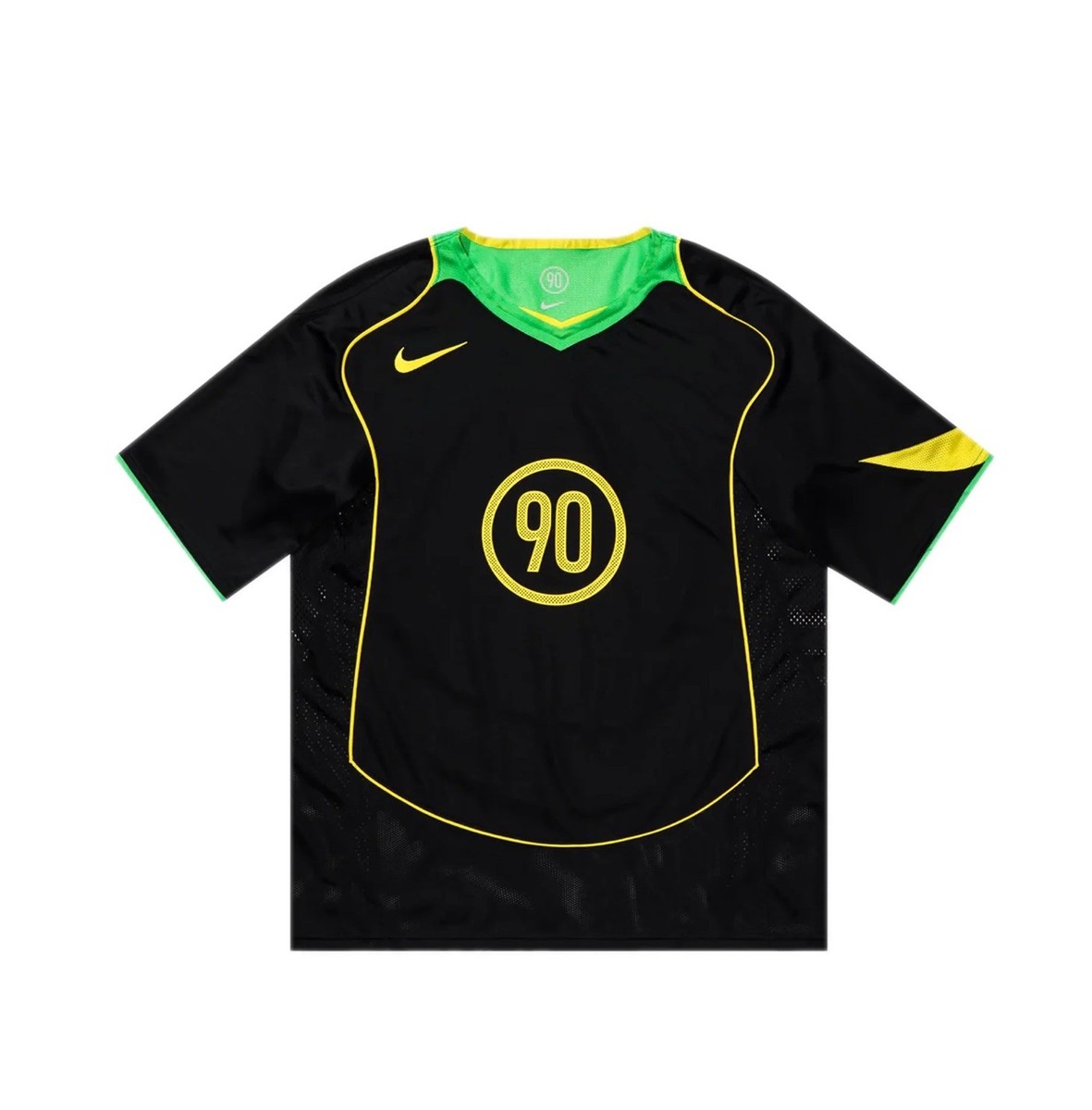 Men's S - NIKE TOTAL 90 DRI FIT SOCCER JERSEY BLACK/GREEN BRAZIL