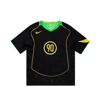 Men's S - NIKE TOTAL 90 DRI FIT SOCCER JERSEY BLACK/GREEN BRAZIL