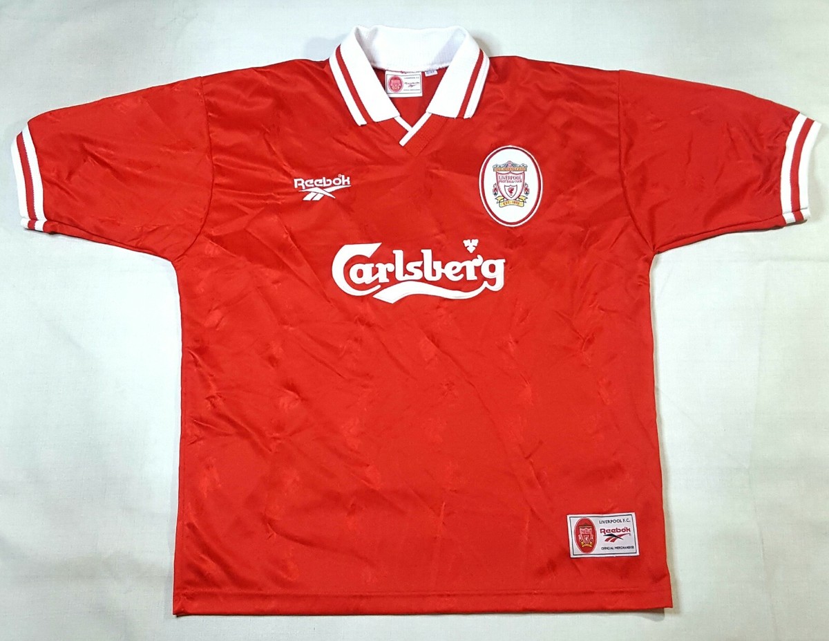 Vintage Mid 90s Reebok Liverpool Red White Jersey Mens Size 42 to
