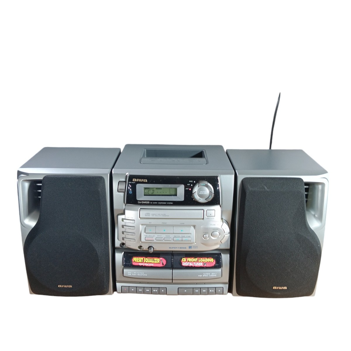 Vintage AIWA CA-DW630 Stereo Disc CD Player Dual Cassette Boombox