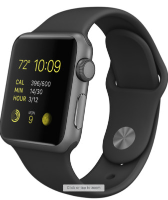 Apple Watch Sport 38mm Aluminum Case Black Sport Band - (MJ2X2LL/A