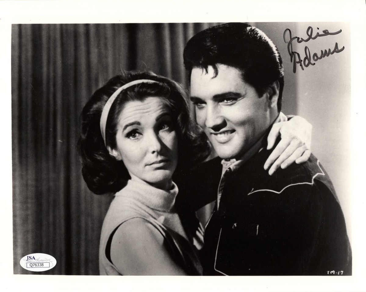 JULIE ADAMS HAND SIGNED 8x10 PHOTO GREAT POSE WITH ELVIS PRESLEY