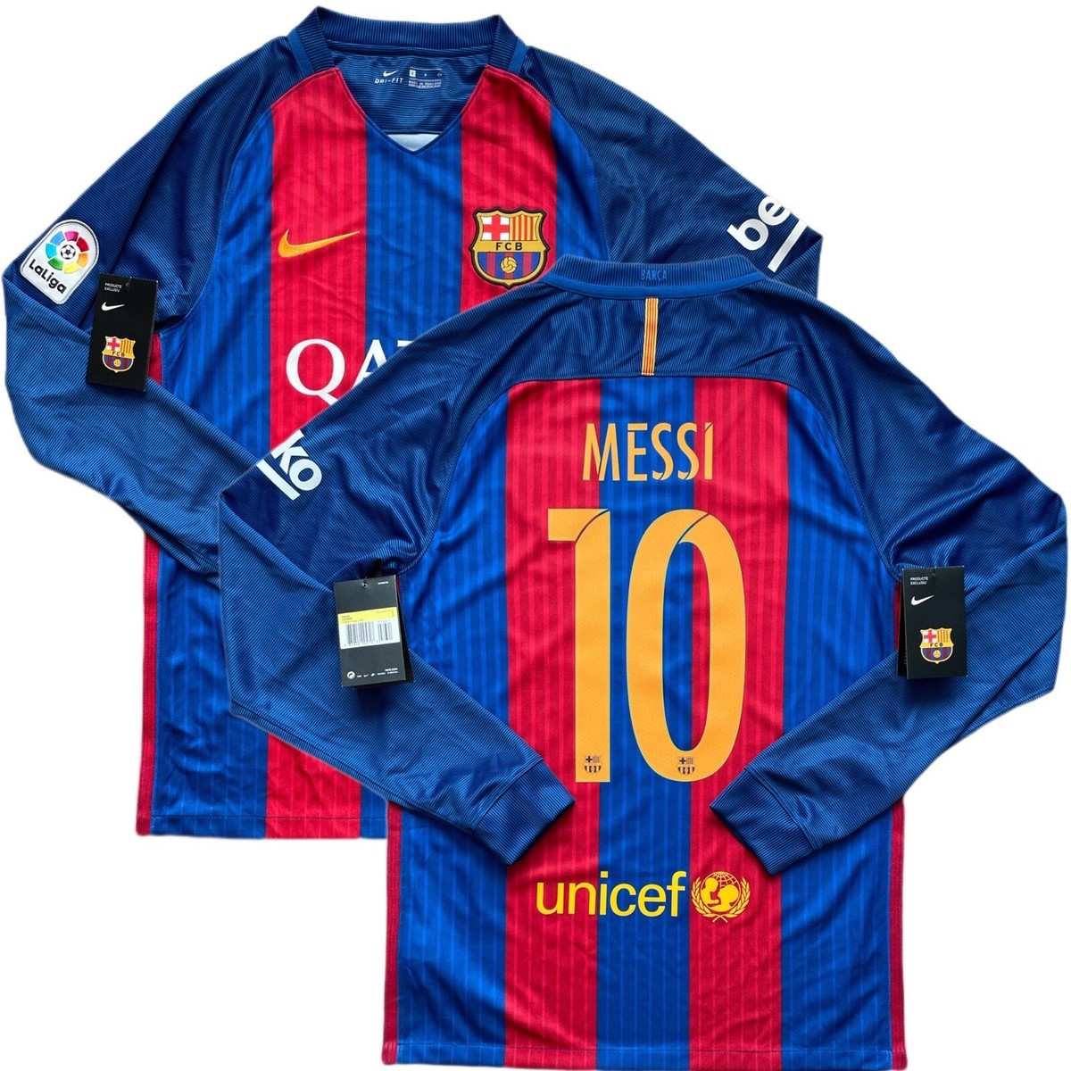 2016/17 Barcelona Home Jersey #10 Messi Small Nike Long Sleeve La