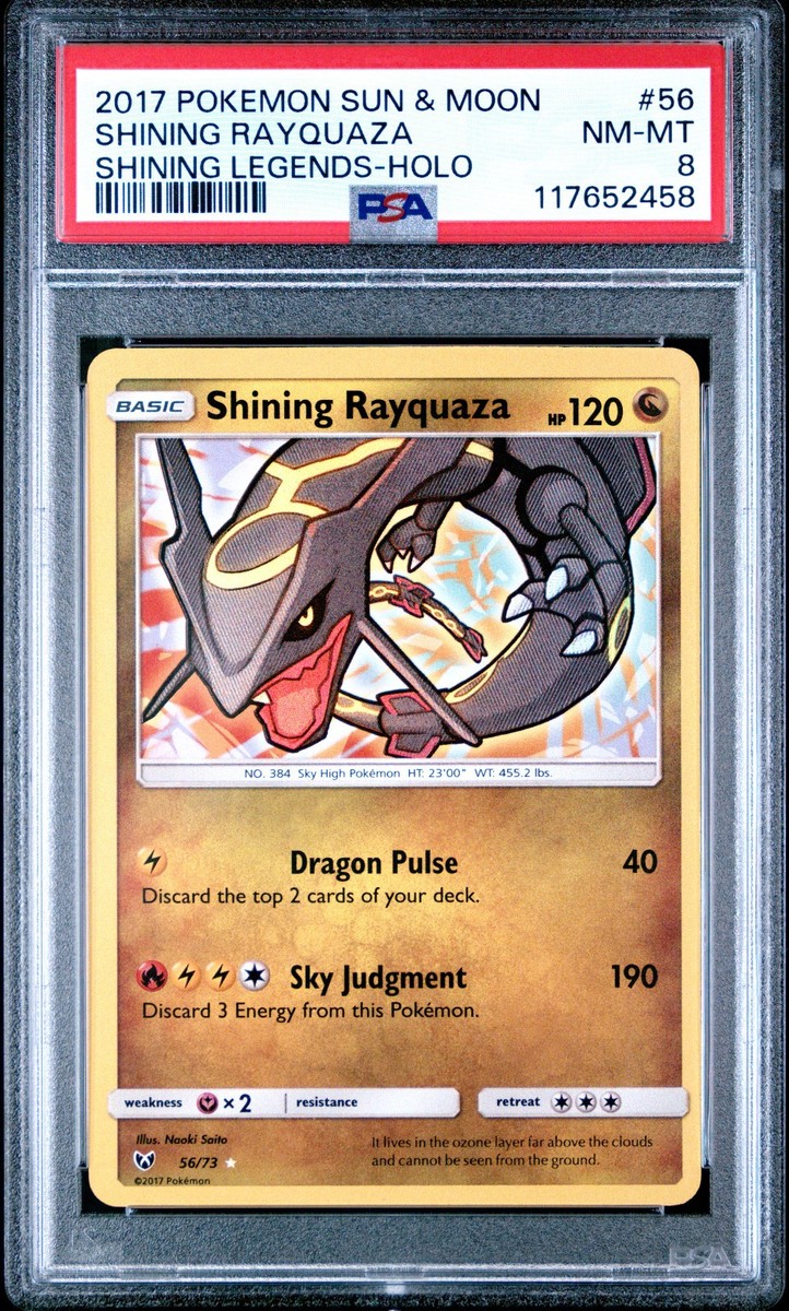 2017 POKEMON SHINING LEGENDS SHINING RAYQUAZA #56 HOLO PSA 8 NM