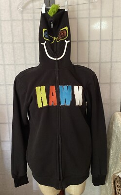 Tony Hawk Black Full Zip Hoodie Face Mask Green Mohawk Youth XL