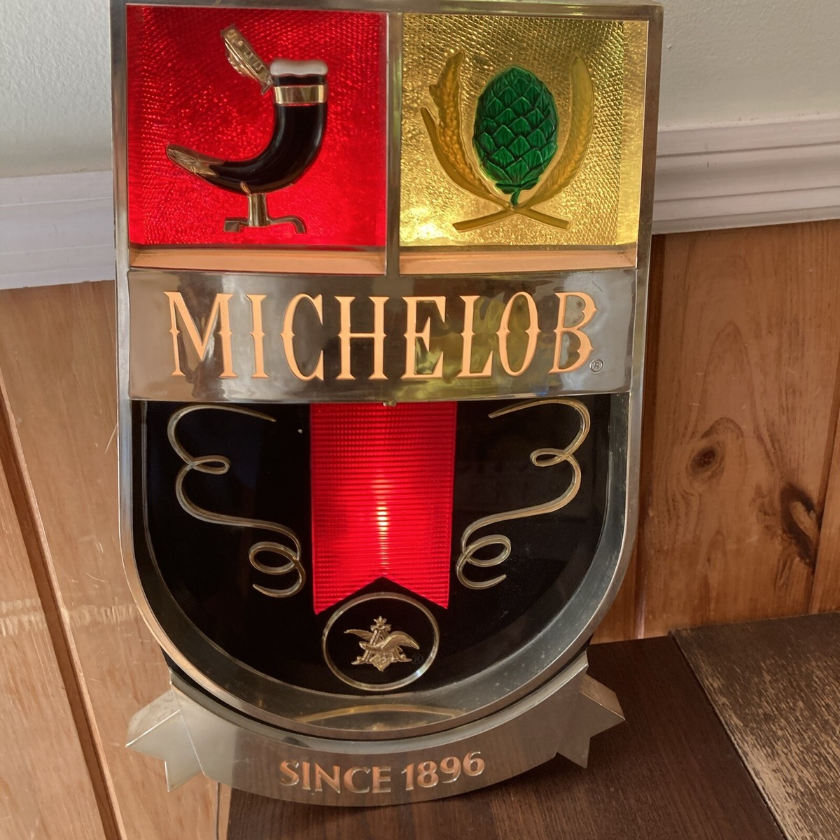 Vintage Michelob Lighted Bar Beer Sign Retro Colors Working Light