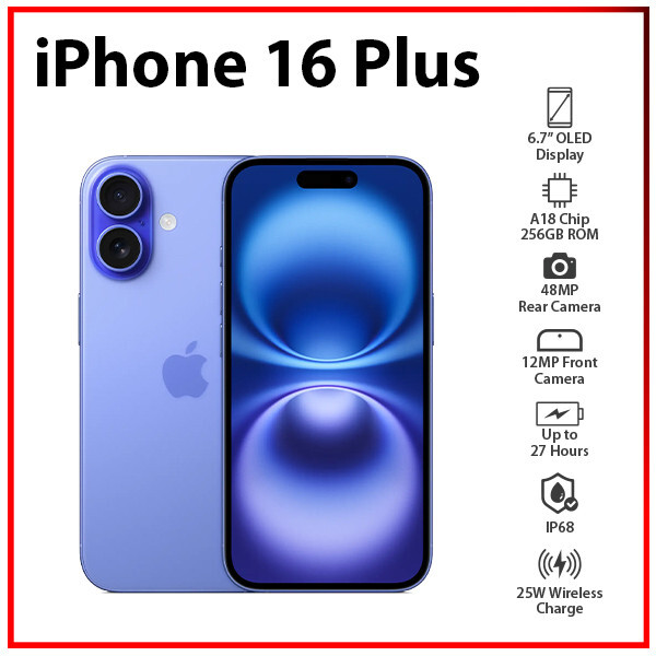 Apple iPhone 16 Plus 5G 8GB+256GB ULTRAMARINE Dual SIM Unlocked